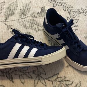 Adidas Men's Dark Blue and White Sneakers
